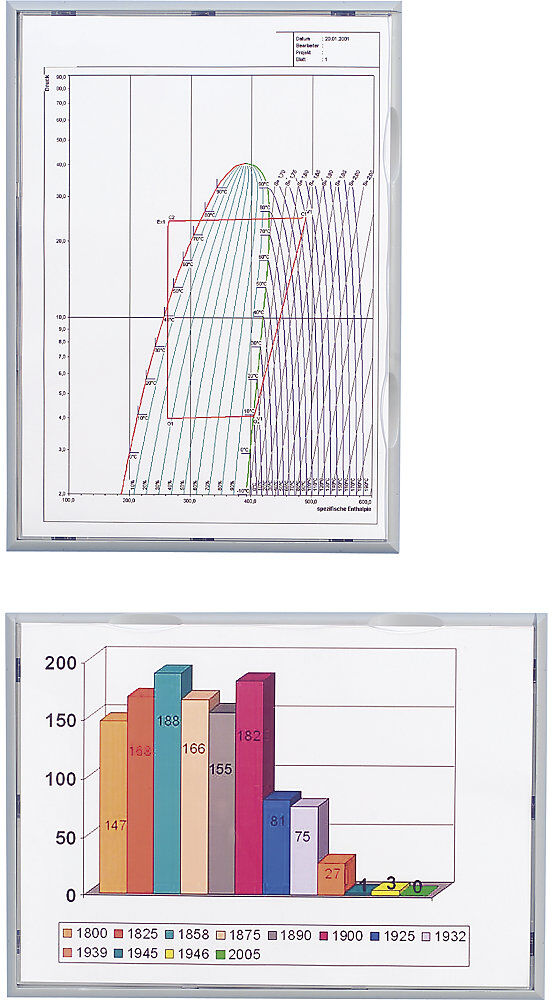 Info-Display, Rahmen aus Polystyrol, aluminiumfarben, HxBxT 448 x 322 x 23 mm, DIN A3, VE 2 Stück Paperflow