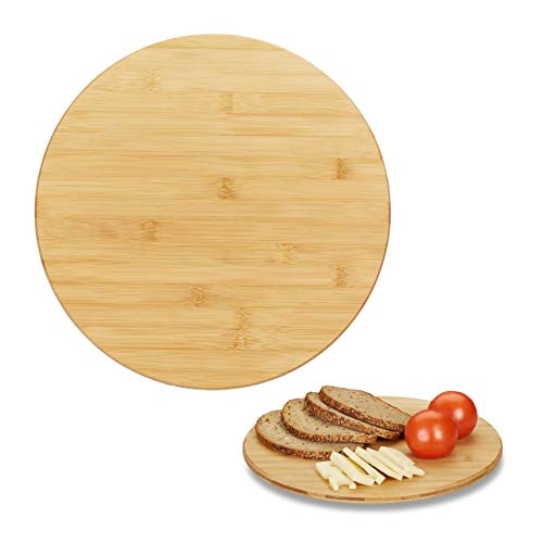 Relaxdays draaiplateau bamboe rond, beige, Ø 32 cm