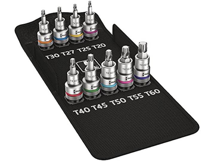 Wera 05004202001 8767 C TORX HF 1 Zyklop Jeu embouts à douille à emmanchement 1/2\ avec fonction de retenue\, 9 pièces\, Multicolore 60 mm