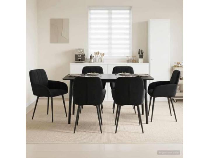 KGHFDVB 6er Set Esszimmerstühle Samt Schwarz 57x50x85 cm mit Metallbeinen Samtbezug, Metallrahmen, ergonomische Neigung, pflegeleichte Oberfläche, vielseitig einsetzbar