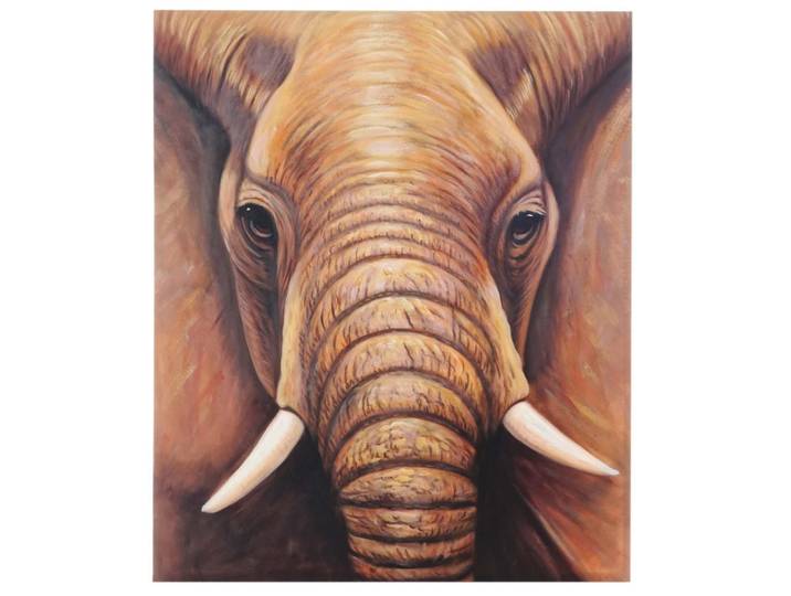 Jamb Ölgemälde Nahaufnahme Elefant Handgemalt Mehrfarbig, Mehrfarbig, Textil, 100x120 cm, Bilder & Rahmen, Bilder, Ölbilder
