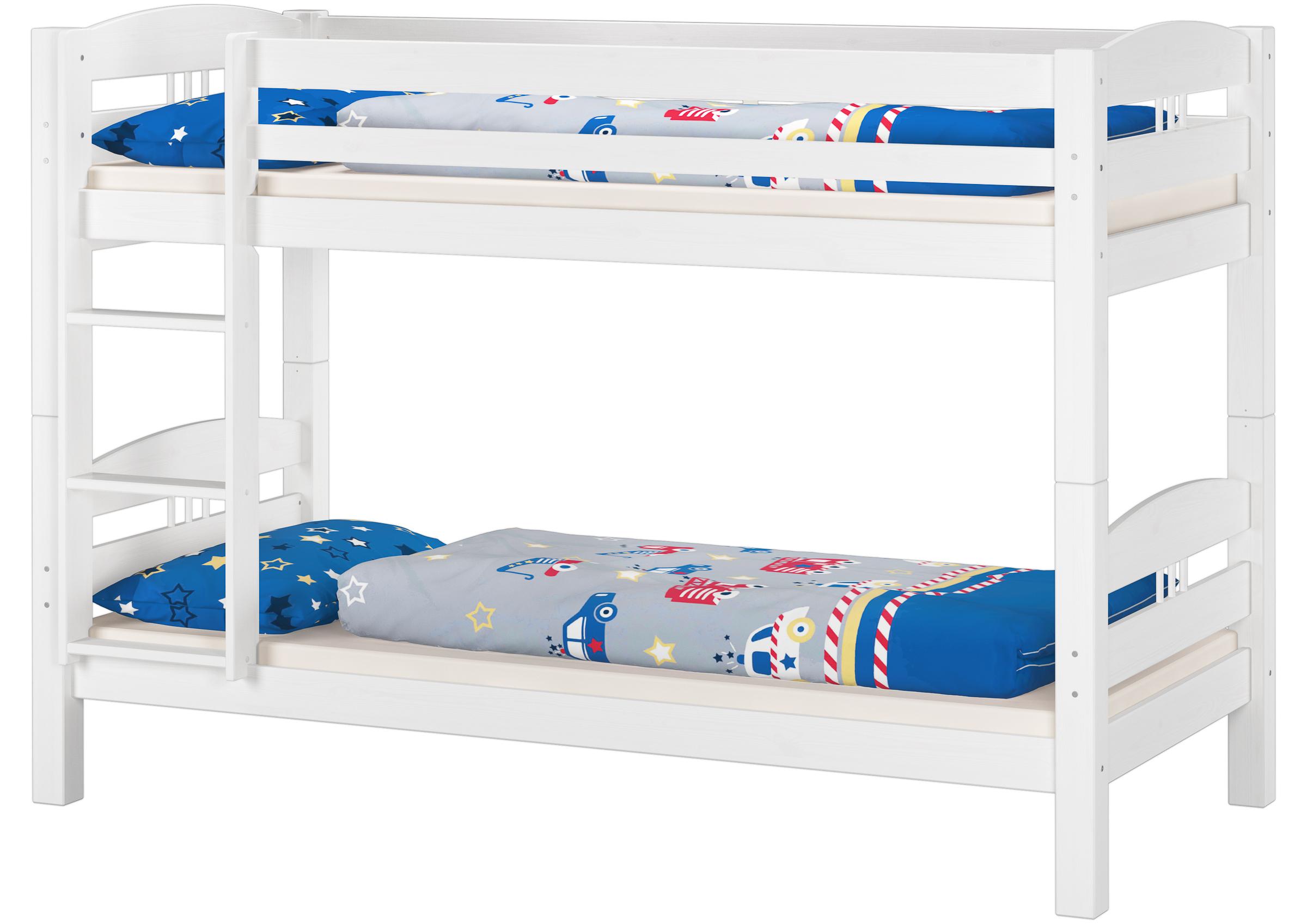 Etagenbett Kiefer weiß 90x200 Massivholzbett Kinderbett Zubehör wählbar V-60.10-09Wohne Zubehör