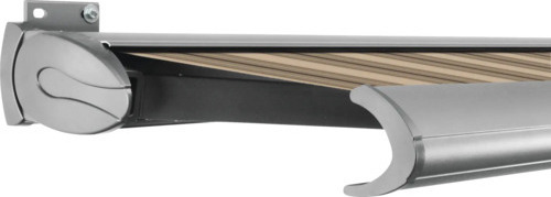 SOLUNA Kassettenmarkise Exclusiv 4,5x1,5 Stoff Dessin 320715 Gestell E6EV1 silber eloxiert Antrieb links inkl. Motor und