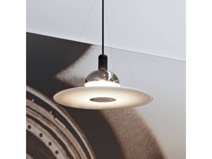 FLOS Designer Hängelampe Frisbi, dimmbar, weiß / opal, für Wohn- / Esszimmer, Kunststoff, Design, Pendelleuchte