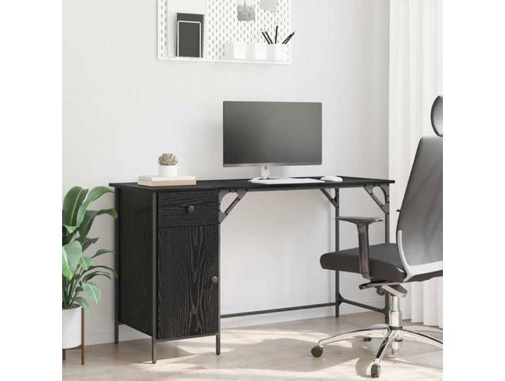 Bureau ordinateur chêne noir 131x48x75 cm bureau design sobre spacieux