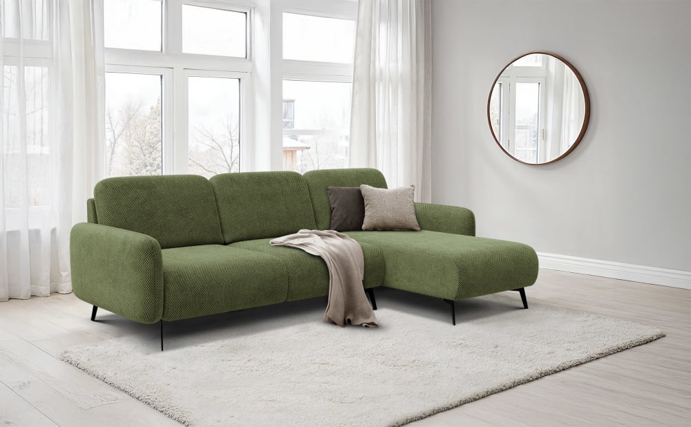 Wozimo Canapé d angle 4 places droit , olive Vert 264x82x157cm