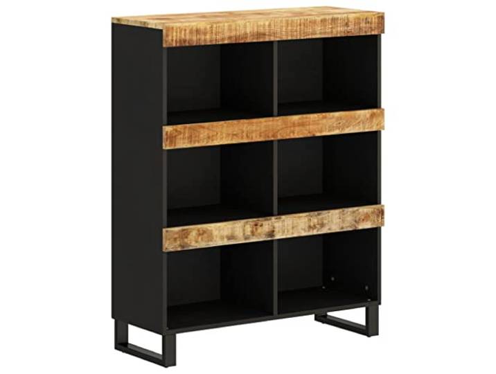 HFXHIJXQ Beistellschrank Massivholz Mango 85x33x107 cm Stabiler Anrichtenschrank aus Echtholz Mango und Eisen mit geräumigen Fächern für Wohnzimmer und Flur.