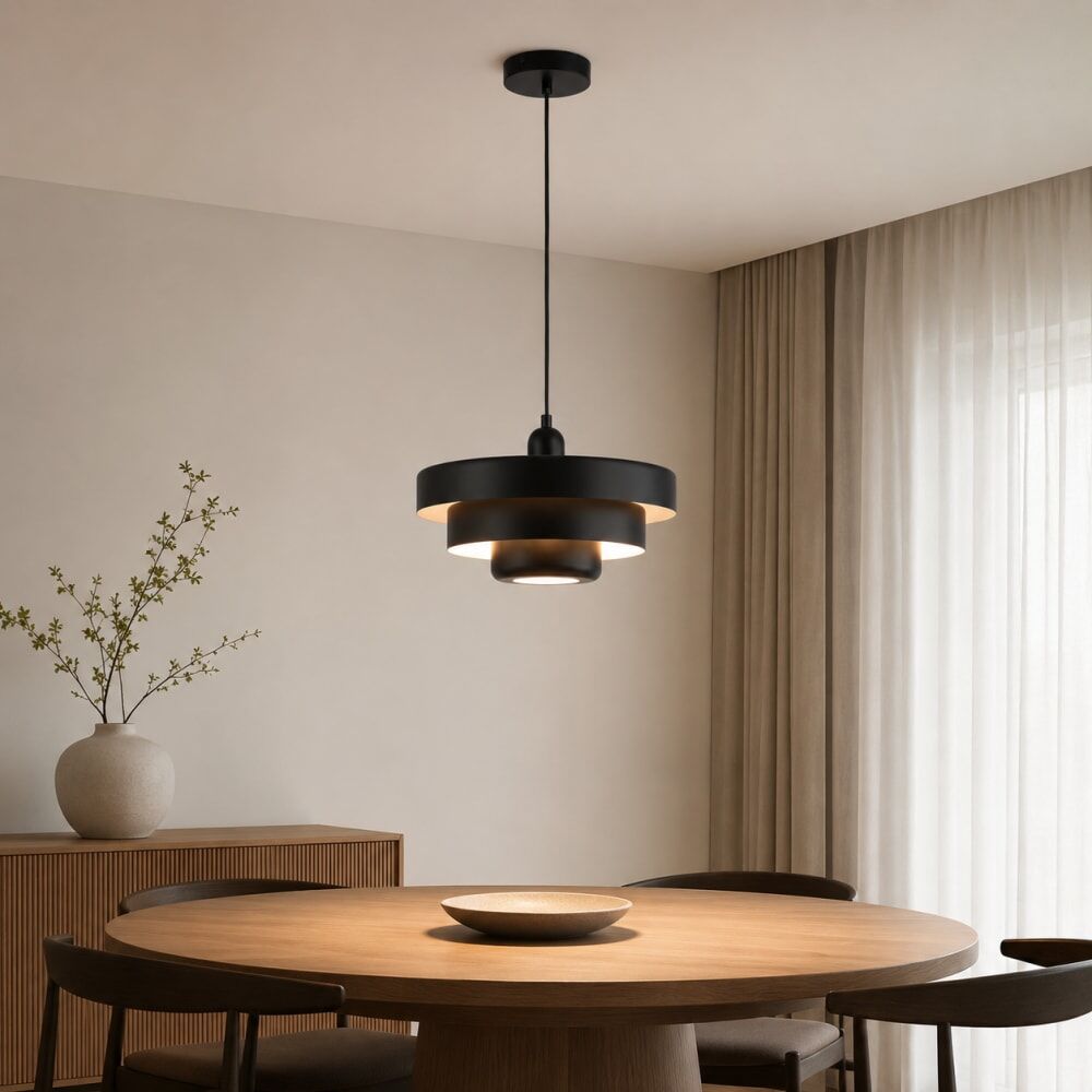 Alpinaluz Suspension moderne métal noir ø35 cm Noir 35x21x35cm
