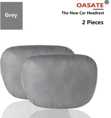 Inspired Living Maybach Style Car Neck Pillow & Lumbar Support Cushion For Comfortable Driving 2pcs Gray