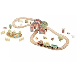 Tooky Toy: Holz-Eisenbahnset – Bauernhof