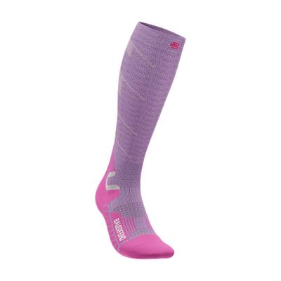 Sportsocken BAUERFEIND "SKI TOURING COMPRESSION SOCKS", Damen, Gr. 39-42, Sockengröße, lila, m, Obermaterial: 57% Polyamid, 38% Wolle, 5% Elasthan, Socken Sportsocken, mit Belüftungszonen