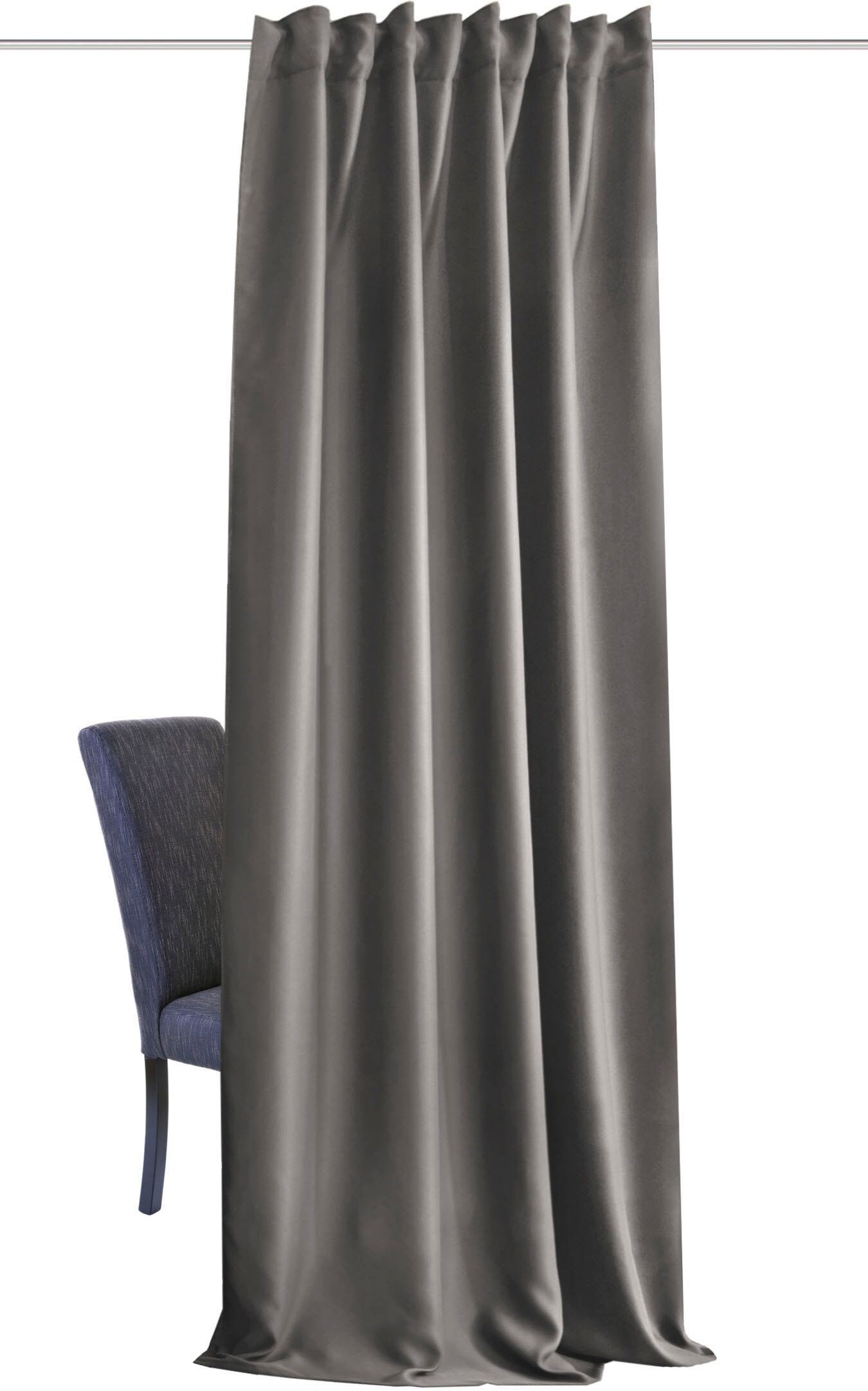 Vorhang HOME BASICS "ACUSTICO, 1 Stück, Multifunktionsband, abdunkelnd" Gr. 2, grau, B:135cm H:225cm, Polyester, Gardinen, Vorhang, Akustikschall ACUSTICO grau 225cm, Multifunktionsband, 135cm