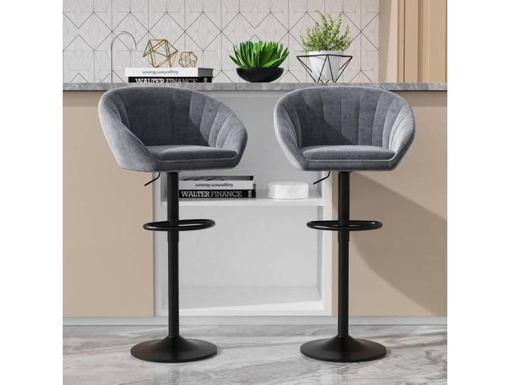 MIPAN Lot de 2 Tabouret Bar Chaise de Bar en Tissu avec Pieds Réglable Chaise Haute Cuisine Tabourets de Bar gris