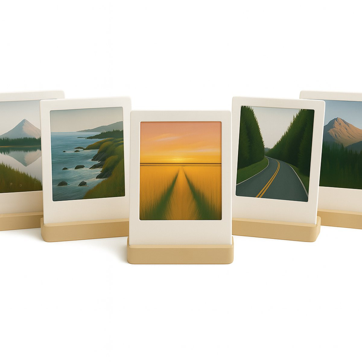 Huubsolutions Polaroid Fotohouder Beige – Set van 5 – Houtgevuld Kunststof – Geschikt voor Instax Mini, Square en Wide Foto’s