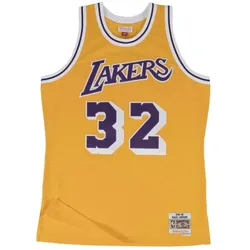 Mitchell & Ness, Herren, Sportshirt, Magic Johnson Los Angeles Lakers 198485 Swingman Jersey (M), Gelb, Gold, M