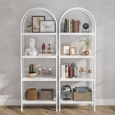 Yuzhou "4-Tier Open Bookshelf, 70.8"" Industrial Wood Bookcase Storage Shelves"