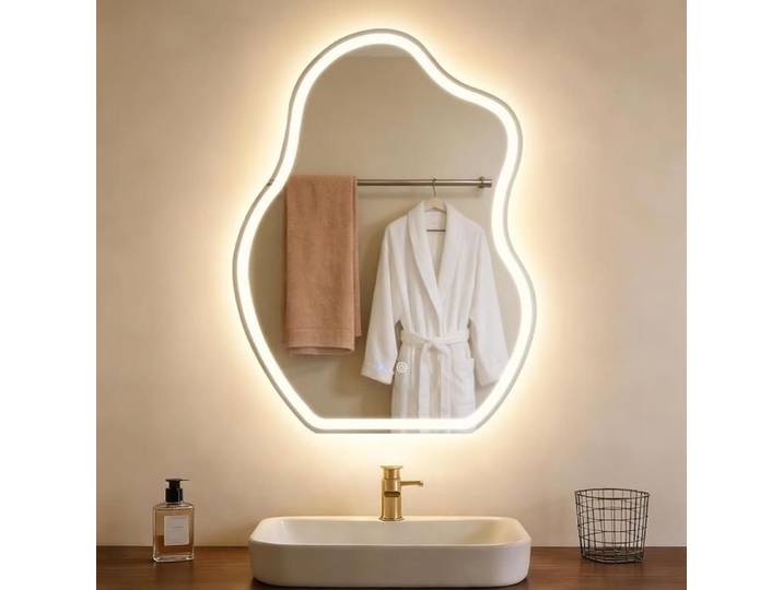 Homefire Miroir de salle de bain en forme de nuage avec éclairage LED(modèle « Light Circle ») 60 x 80 cm