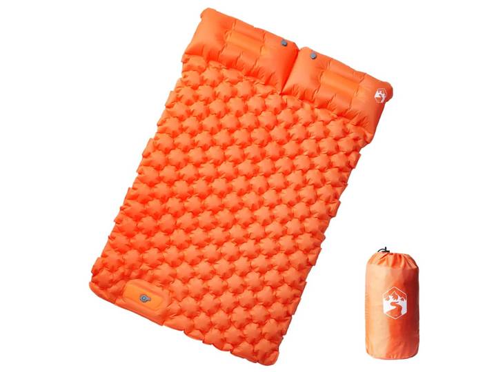 vidaXL Doppel-Isomatte mit Kissen Selbstaufblasend Orange