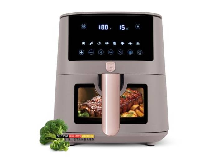 Berlinger Haus Airfryer 5L Taupe Collection - Heißluftfritteuse Air Fryer mit Sichtfenster - Air+Fryer mit TitanPro Antihaftkorb - Heissluftfritteuse für Ölfreies Frittieren