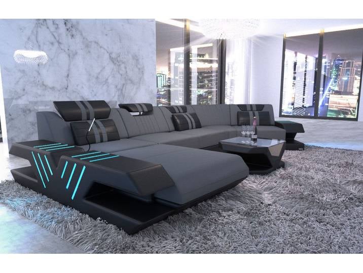 Designsofa Venedig C-Form aus Stoff