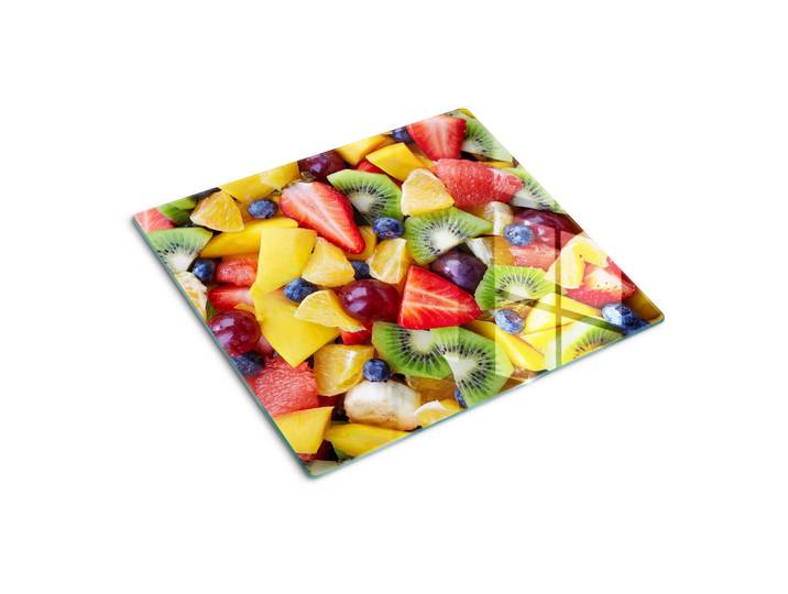Tulup Glasplatte 60x52 cm Gehackte Früchte, Mehrfarbig, Glas, 60x0.4x52 cm, Küchen, Küchenelektrogeräte, Herde, Herdabdeckplatten