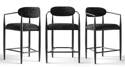 Housely Modern Upholstered Arm Counter Stool with Metal Frame Leg(Set of 3) - N/A