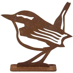 GARTENDEKO aus Rost – Vogelfigur Zaunkönig für Mauern & Zäune