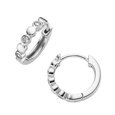 Paar Creolen FIRETTI "Schmuck Geschenk Silber 925 Ohrschmuck Ohrringe flache Kugeln", silber (silberfarben, kristallweiß, kristallweiß), Ohrringe, Damen, 15,1mm, Silber 925 (Sterlingsilber), mit Zirkonia (synth.)