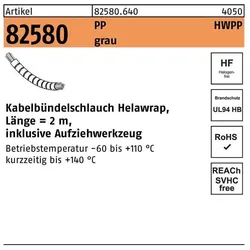 HellermannTyton, Kabelschutz + Kabelführung, Kabelbündelschlauch R 82580 Helawrap 16 Polypropylen grau (200 cm)