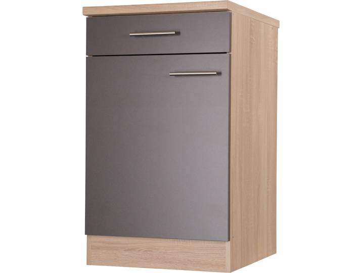 Unterschrank RESPEKTA Merle , grau, B:50cm H:84,8cm T:60cm, Schränke, Unterschrank, Breite 50 cm, Soft-Close, Griffe aus Metall, 85 cm Arbeitshöhe