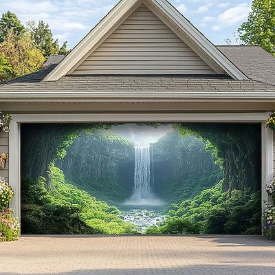 Landschaft Wasserfall Höhlen Türdekorationen Garagentor Cover Outdoor Banner Großes Hintergrunddekor für das Ferien Outdoor Garagentor Heimwanddekorationen