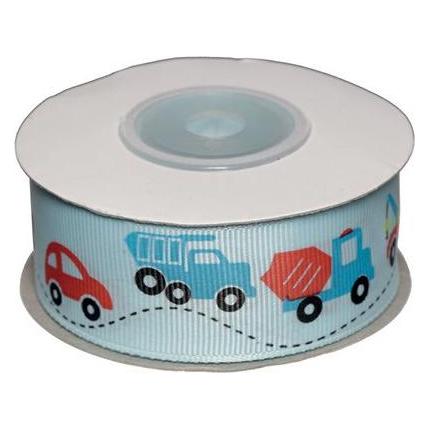 Øvrige Dekoband hellblau mit Fahrzeugen 25mm 10m (5700137406144)