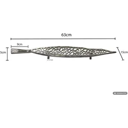 FineBuy, Dekoschale, Obstschale Früchteschale Aluminium Schale 63cm Dekoschale Metall Leaf Handmade