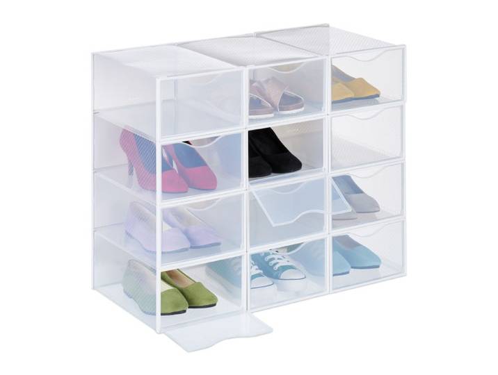Relaxdays Boîtes à chaussures en lot de 12