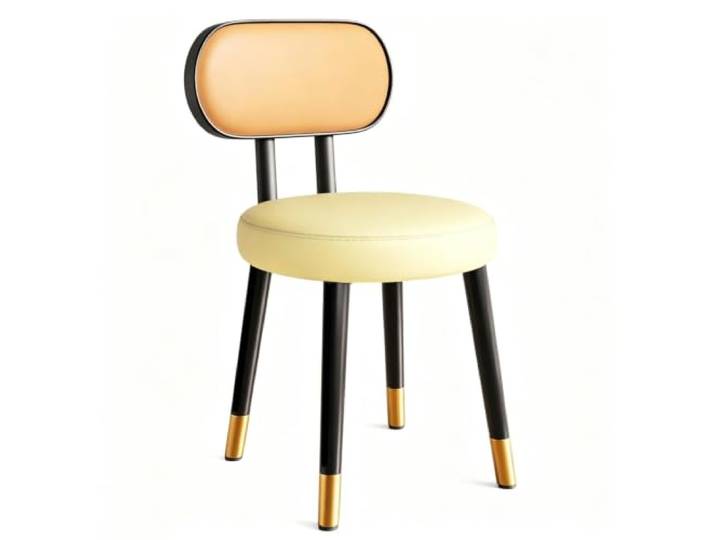 Moderner Esszimmerstuhl, Runder Schminkhocker, Mehrzweck-Akzentstuhl Bequemer Schminkstuhl Mit Rückenlehne, Beinen Aus Kohlenstoffstahl, For Schminktisch(Orange+White)