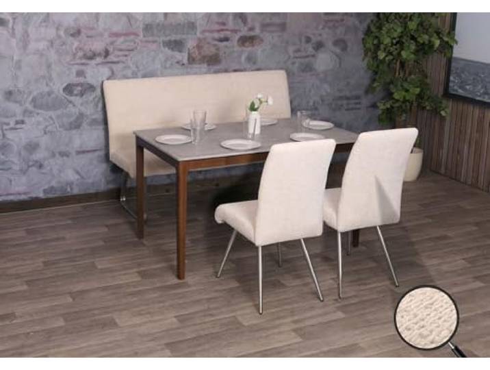 Mendler Esszimmer-Set HWC-G55 2er-Set Stuhl + Sitzbank 160cm - Creme