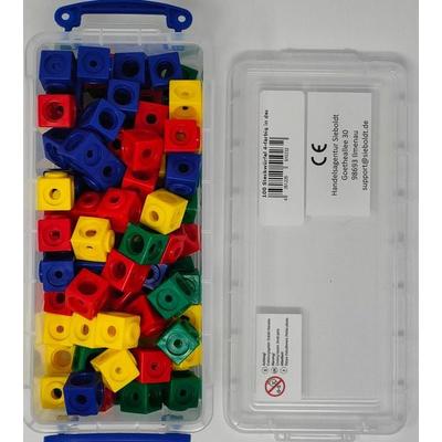 100 Steckwürfel 4- farbig 1,7cm in der Box