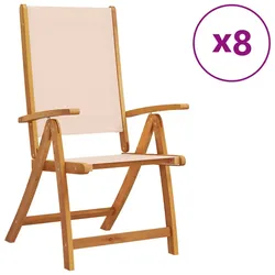 vidaXL Gartenstühle 8 Stk. Klappbar Massivholz Akazie und Textilene, Gartenstuhl, Outdoor-Stuhl, Balkonstuhl, Terrassenstuhl, Stuhl, Gartenmöbel