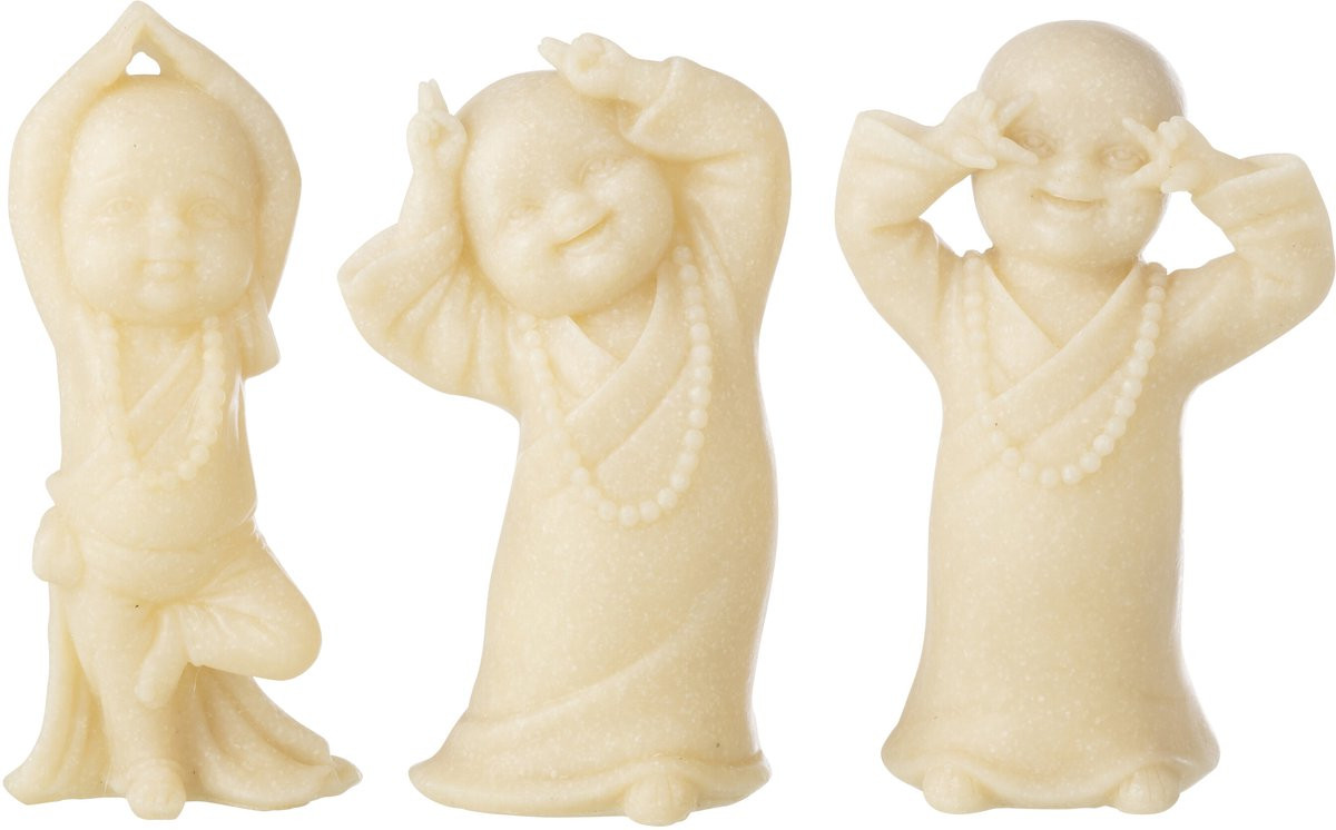 J-Line Decoratie Monnik Leuk - Set van 3 - Geel - Polyresin