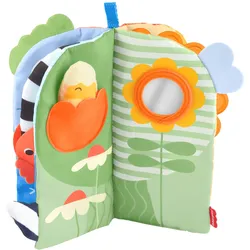 Fisher-Price Sensorik-Kuschelbuch Jahreszeiten zum Spielen in der Bauchlage mit Spielspaß für Neugeborene ab 0 Monaten