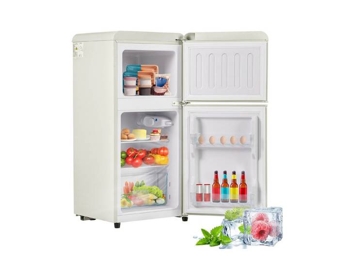 Blossom Kühl-/Gefrierkombination BCD-86, 88.8 cm hoch, 42 cm breit, Retro Kühlschrank mit LED-Beleuchtung, 22 L Gefrierfach, 88,8 cm Höhe