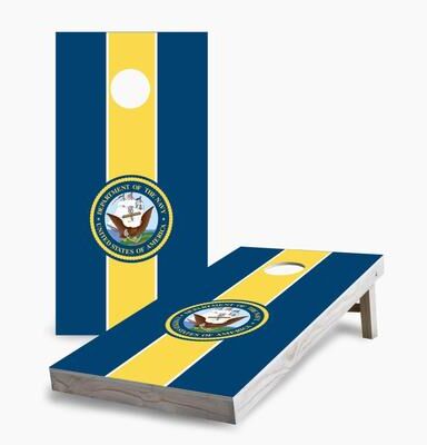 Skip's Garage Striped U.S. Navy Regulation 2x4 Cornhole Game Set