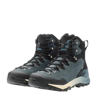 Wanderschuh LOWA "LOWA EXPLORER GORE-TEX MID", Herren, Gr. 44, blau (schieferblau, schwarz), Textil, Veloursleder, Schuhe Wanderschuh, wasserdicht, winddicht,atmungsaktiv dank GORE-TEX Membrane