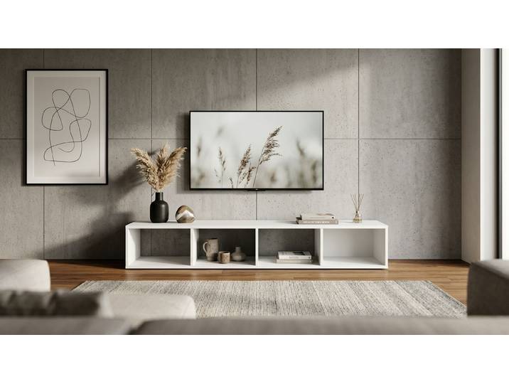 Offenes Lowboard nach Maß – diverse Materialien MDF Beschichtet MDF Weiß matt