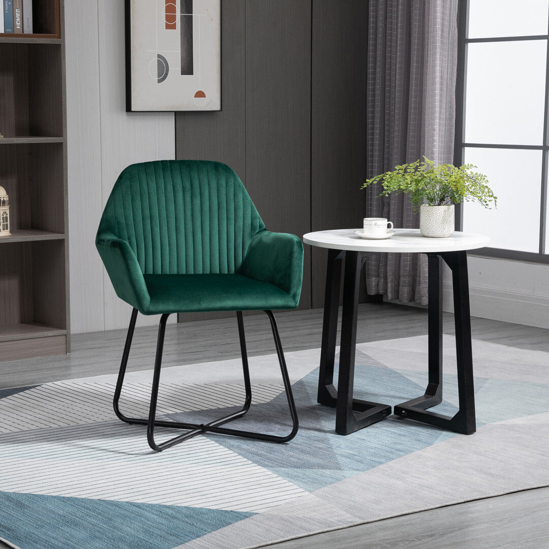 Fairmont Park HOMCOM Modern Accent Chair Velvet-Touch Upholstered Lounge Armchair Green 85cm H X 60cm W X 56.5cm D