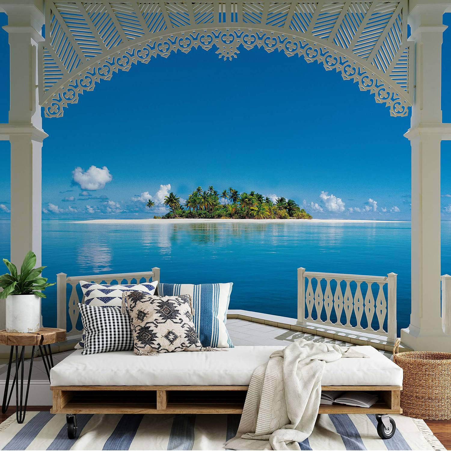 home24 Fotobehang Perfect Day Zee, Multicolour/Blauw, 3 x 2 m