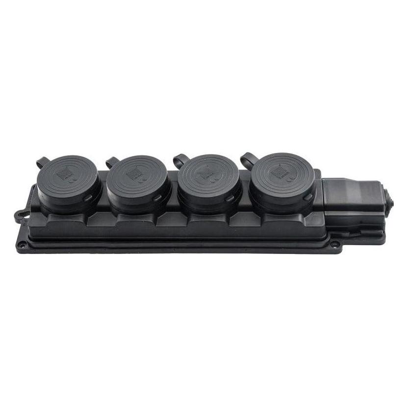 Pawbol 4xsockets Rubber Strip. Black Ip44 (D.3159/4-S)
