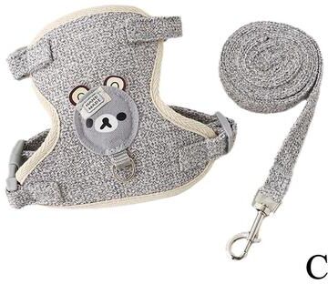 Discount Dollar Deals Adjustable Pet Leash Harness Breathable Vest For Small Dogs And Cats gray m