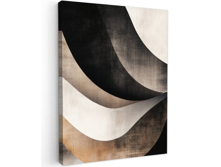 LEINWANDBILD Abstrakt - Wellen - Schwarz - Verwittert Wandbild Wohnzimmer 60x80 cm