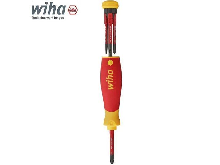 Jeu de tournevis isolés WIHA 45296 4-en-1 avec chargeur SlimBits PocketMax, outils isolés 1000V
